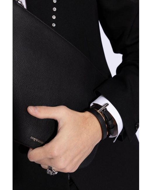 McQueen T-Bar Double Wrap Bracelet in Black for Men | Lyst McQueen T-Bar Double Wrap Bracelet in Black for Men | Lyst