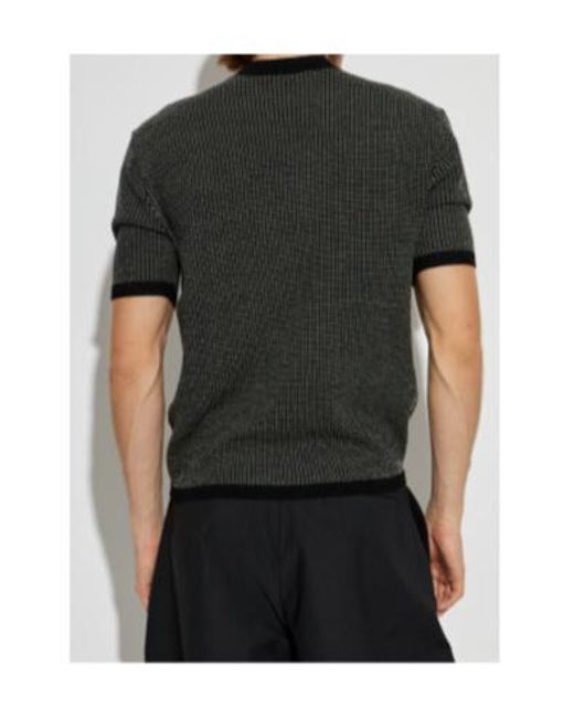 Emporio Armani Black Short-Sleeve Patterned Pullover for men