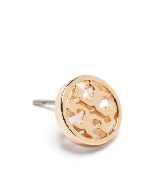 Tory Burch Metallic Miller Double T Logo Plaque Stud Earrings