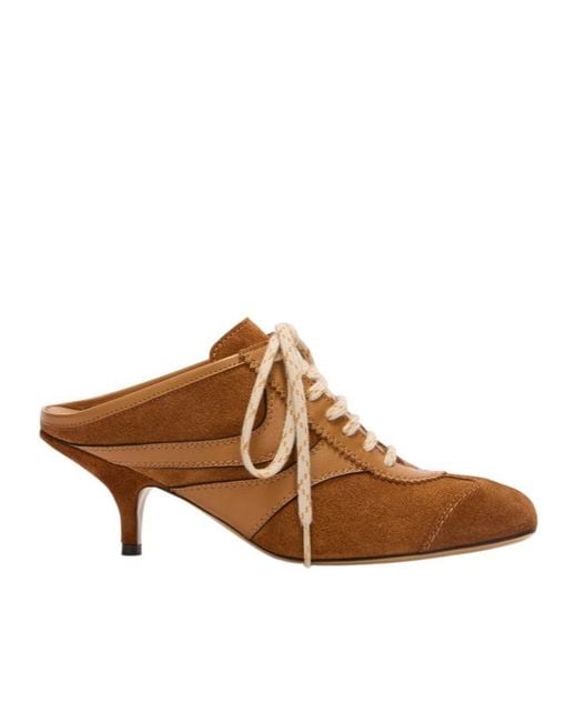 Dries Van Noten Brown Heeled Lace Up Mules