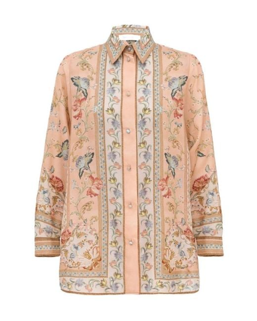 Zimmermann Brown Roselight Relaxed Print Top