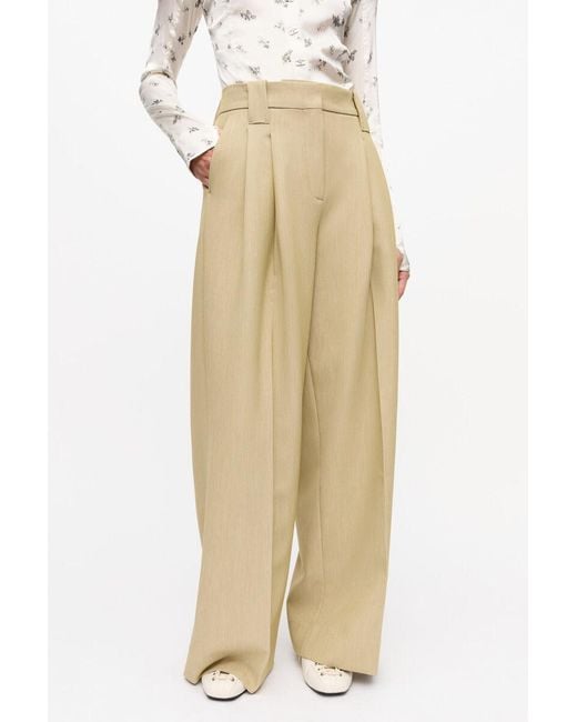 Ganni Natural Twill Suiting Mid Waist Trousers