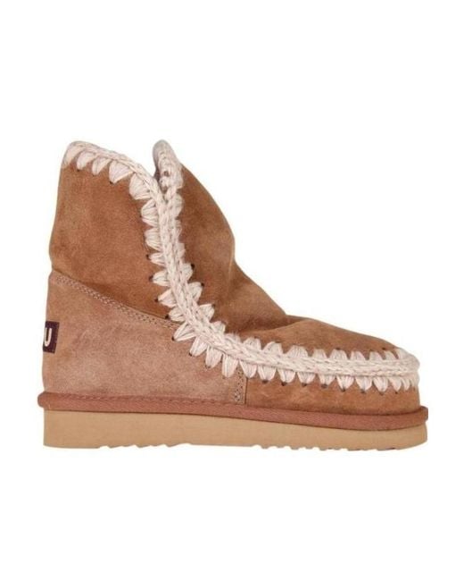 Mou Brown Knitted Detail Boots