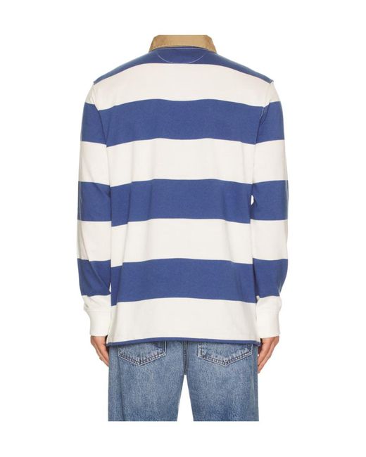 Polo Ralph Lauren Blue Striped-Pattern Long-Sleeve Polo Shirt for men