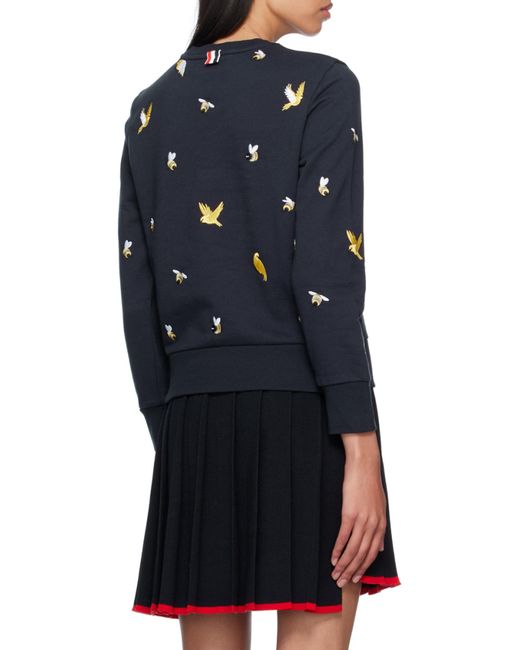 Thom Browne Blue Animal-Embroidered Sweatshirt