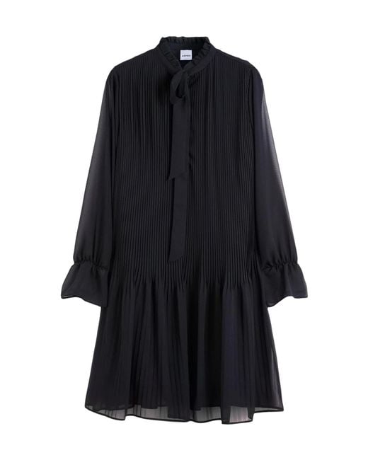 Aspesi Black Georgette Crepe Short Dress