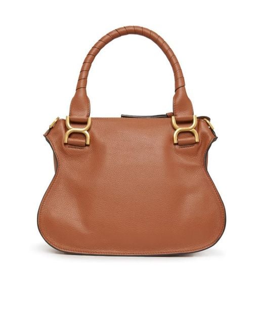 Chloé Brown Logo Saddle Handbag