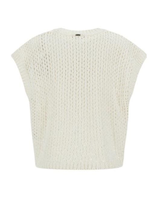 Herno White Open-Stitch Knitted Top