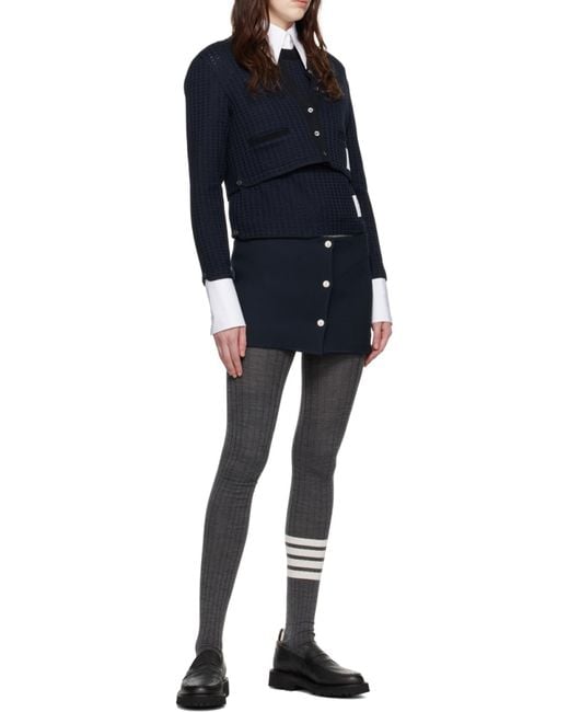 Thom Browne Blue Signature 4-Bar Cropped Cardigan