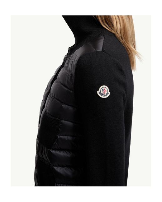 Moncler Black Padded Wool Zip-Up Cardigan