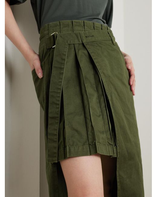 Sacai Green Asymmetrical Skirt