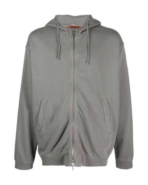 Barena Gray Zip-Up Cotton Hoodie for men
