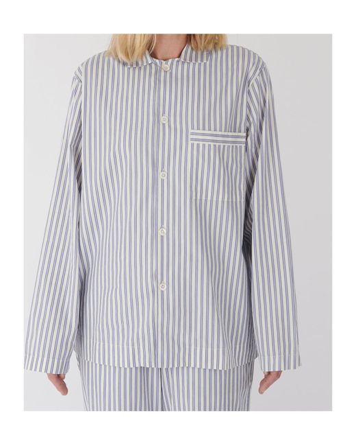 Tekla Blue Striped Pajama Shirt for men