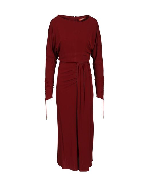 Max Mara Red Studio Gocce Ruched Midi Dress