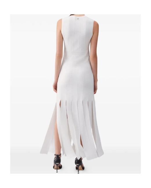 Liu Jo White Fringed Sleeveless Maxi Dress