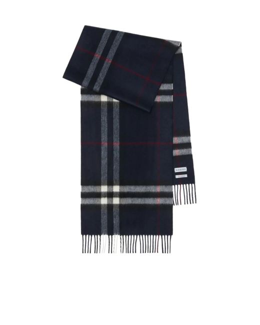 Burberry Blue Checked Fringed Scarf