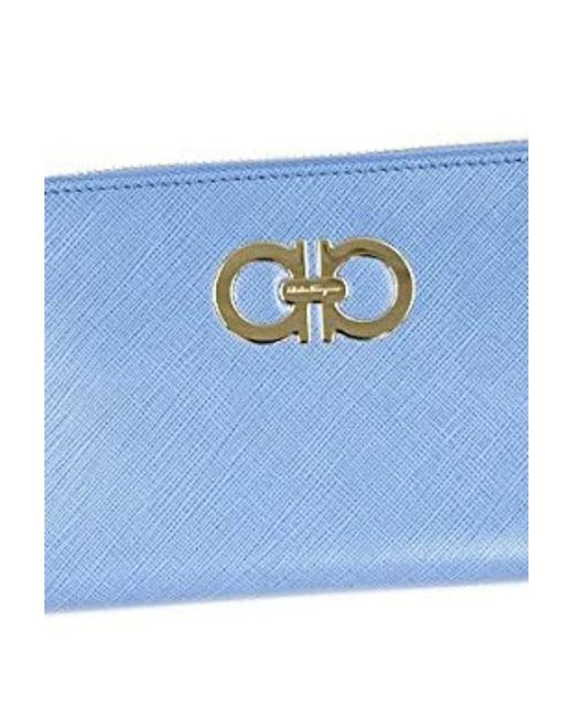 Ferragamo Blue Logo Details Wallet
