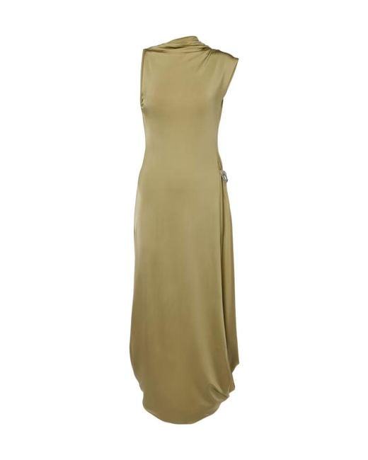 Victoria Beckham Green Embellished Satin Midi Dress