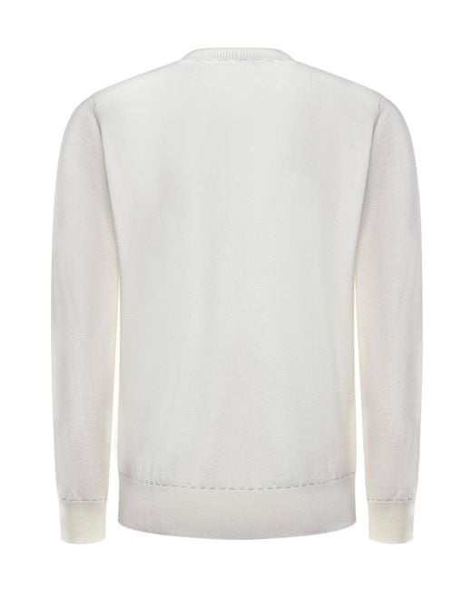 Eleventy White Ribbed Virgin Wool Knitwear for men