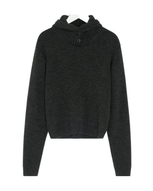 Lemaire Black Ribbed Hooded Jumper
