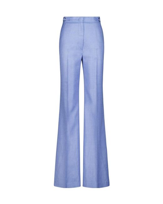 Gabriela Hearst Blue High-Waist Flared Trousers