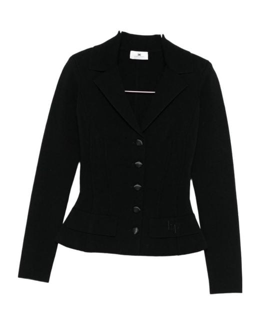 Elisabetta Franchi Black Button-Fastening Fitted Jacket