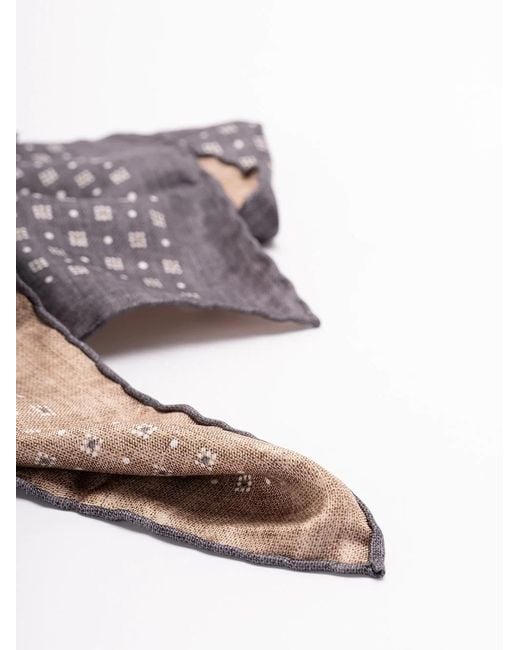 Brunello Cucinelli Brown Patterned Pocket Square Scarf for men
