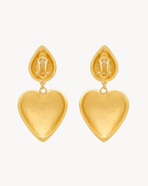 Saint Laurent White Heart Drop Earrings