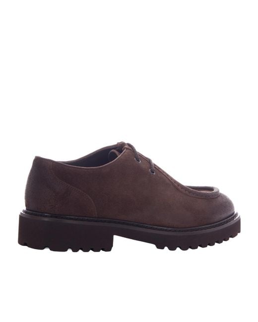 Doucal's Black Round-Toe Lace-Up Loafers for men