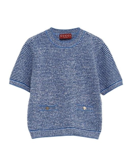 Gucci Blue Knitted T-Shirt