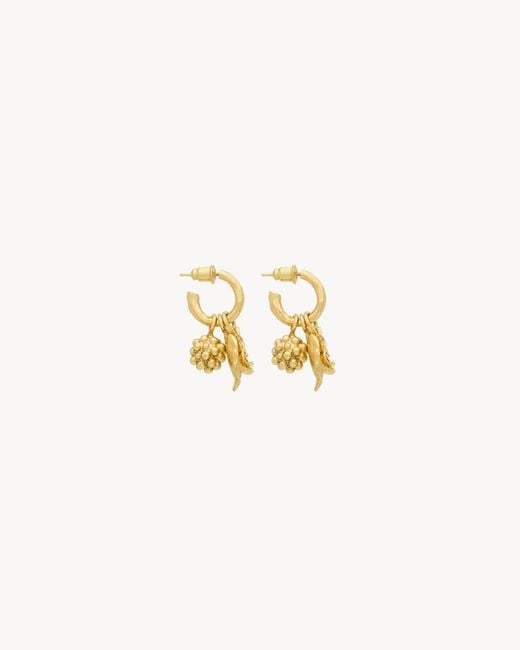 Saint Laurent Metallic Cassandre Berry Charm Hoop Earrings