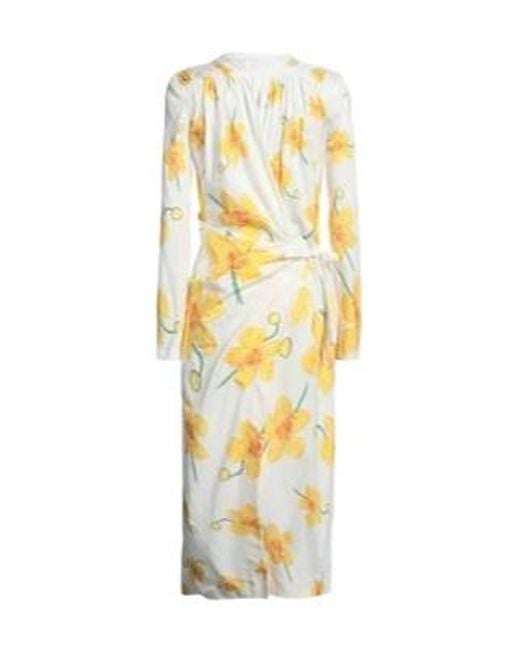 Marni Metallic Long-Sleeved Floral Dress