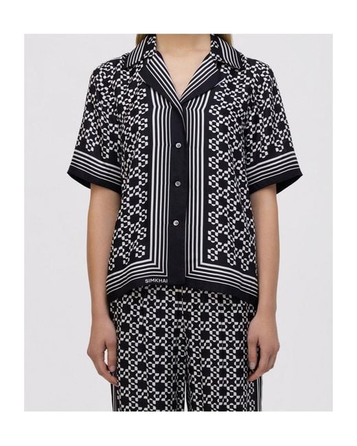 Jonathan Simkhai Black Koda Satin Shirt