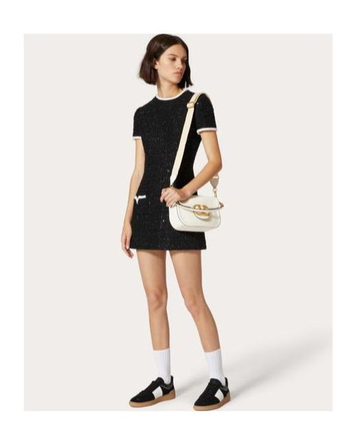 Valentino Black Glaze Tweed Short Dress