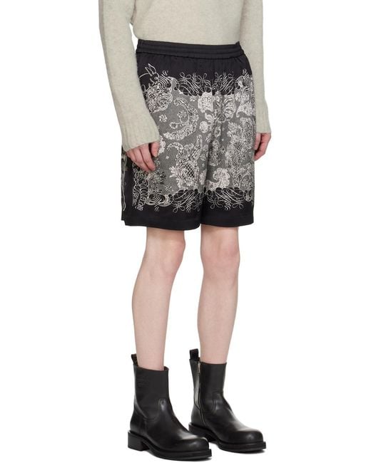 Acne Gray Pattern Printed Bunny Shorts for men