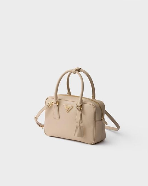 Prada Natural Zip-Up Small Tote Bag