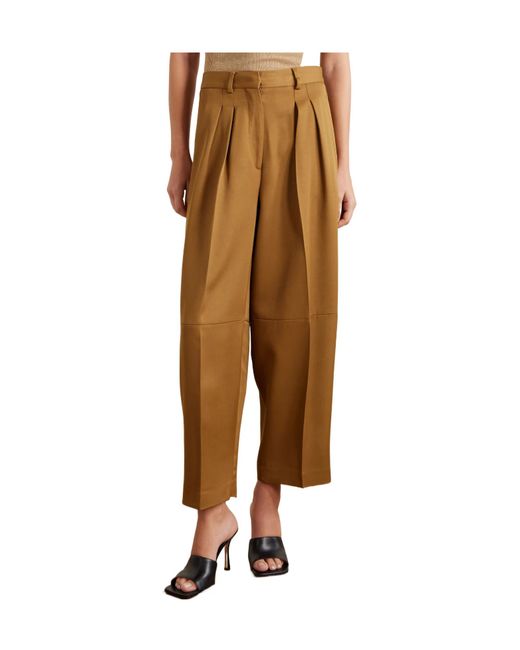 Altuzarra Natural Dash Pleated Twill Barrel-Leg Pants