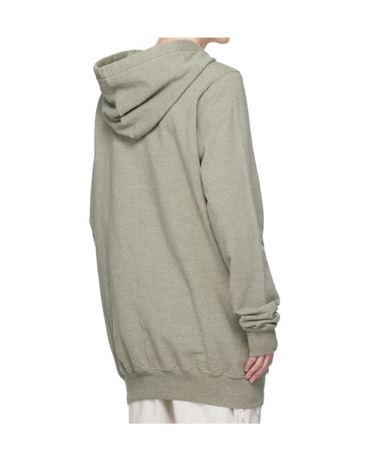 Rick Owens Gray Temple Long-Sleeved Hoodie for men
