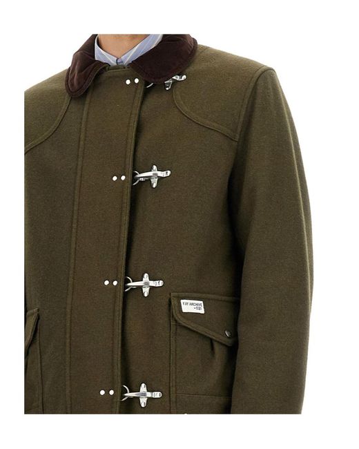 Fay Green 4 Ganci Hook-Fastening Jacket for men