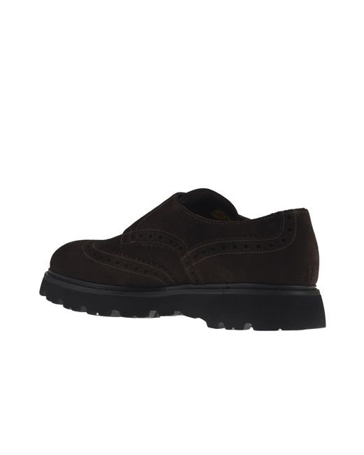 Doucal's Black Brogue Monk Strap Shoes for men