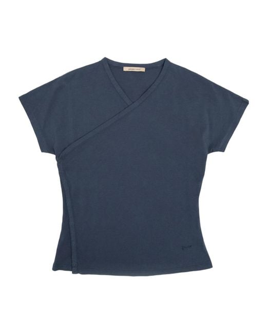 Paloma Wool Blue Olimpia Wrap-Neck T-Shirt