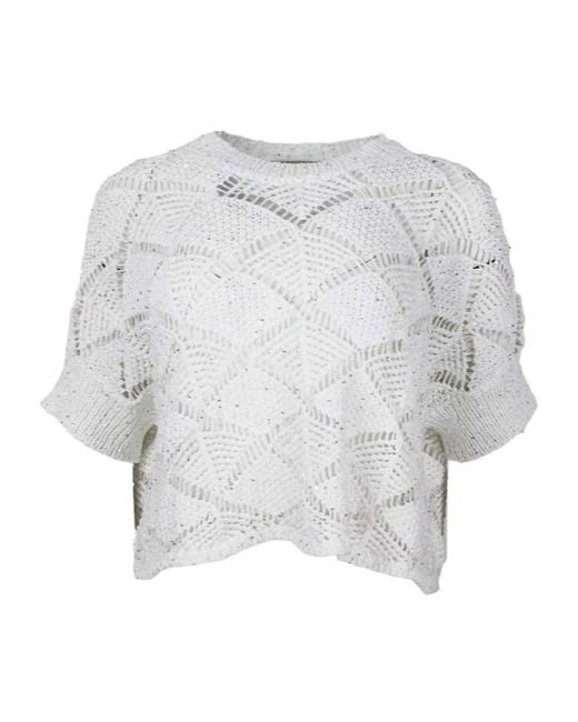 Antonelli White Oleandro Openwork Knitted Sweater