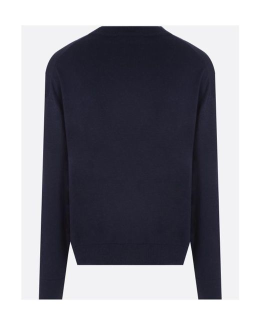 Maison Kitsuné Blue Embroidered Fox-Patch Longlsleeved Sweater for men