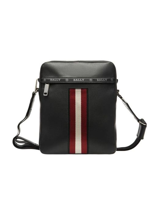 Bally Black Holm Striped Zipped Messenger Bag for men
