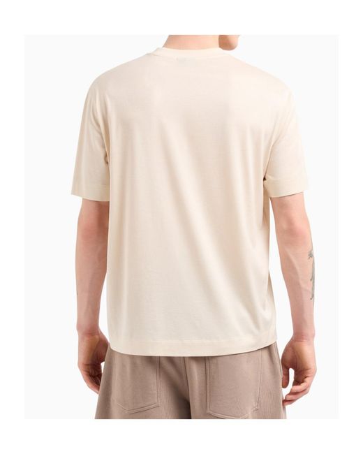 Emporio Armani Natural Logo Embroidered Crewneck T-Shirt for men