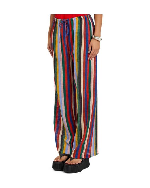 Staud Blue Striped Cotton Trousers