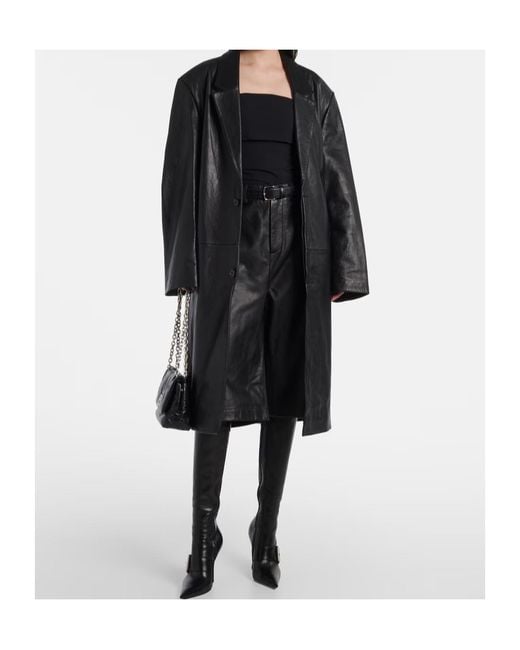 Entire studios Black Oversized Leather Coat