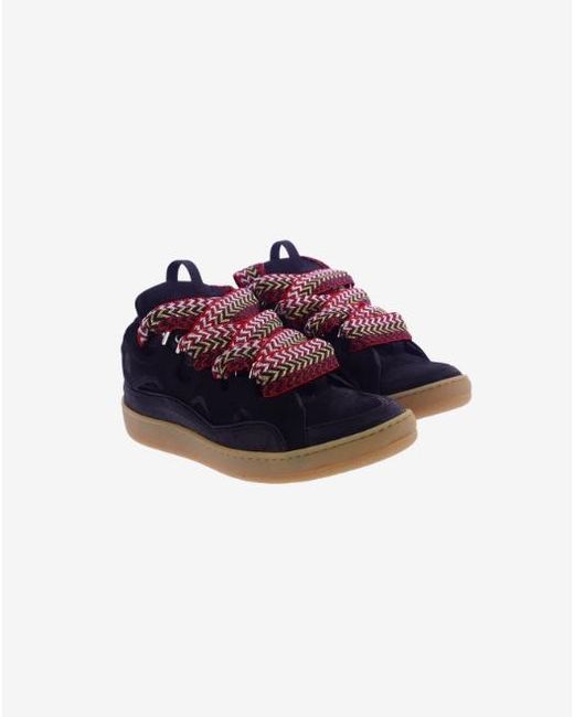Lanvin Blue Round Toe Lace-Up Sneakers for men