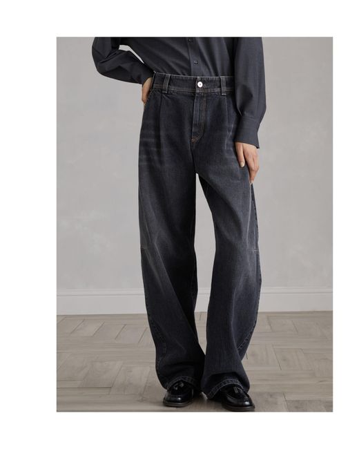 Brunello Cucinelli Blue High-Waisted Wide-Leg Jeans