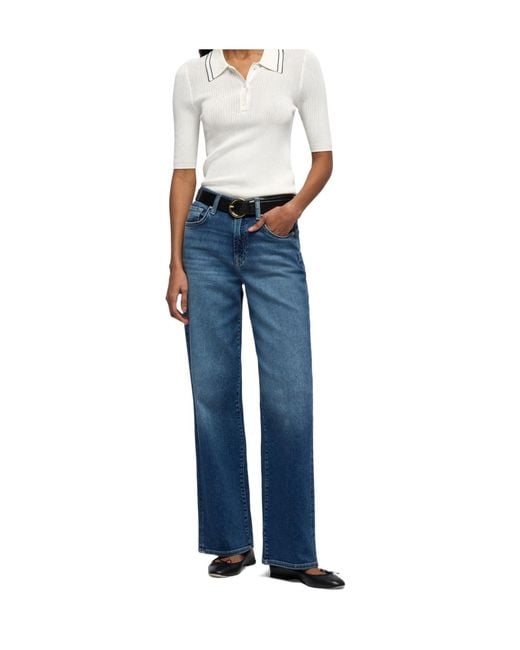 7 For All Mankind Blue Stovepipe Straight Jeans